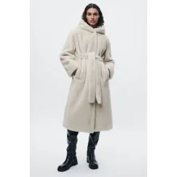 COLLECTION FAUX FUR COAT WITH HOOD